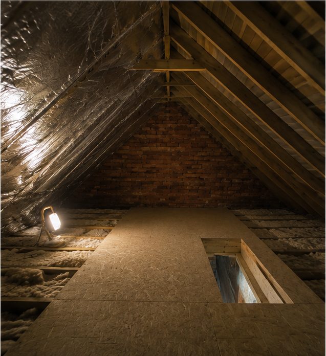 During: SuperFOIL SF19 multifoil being fitted across the rafters of a part-converted loft